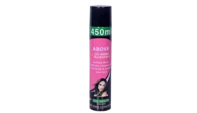 ABOVE OIL SHEEN HAIR SPRAY PROFESSIONAL SHINE CONDITIONING FORMULA, LASTING SHEEN WITH PRO-VITAMINS