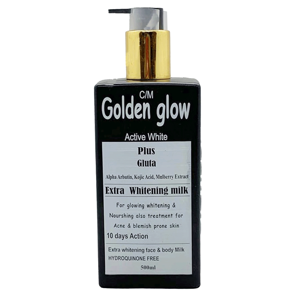 Golden Glow ACTIVE WHITE + GLUTA Body Milk 500ml Lotion Intensive Extra Whitening