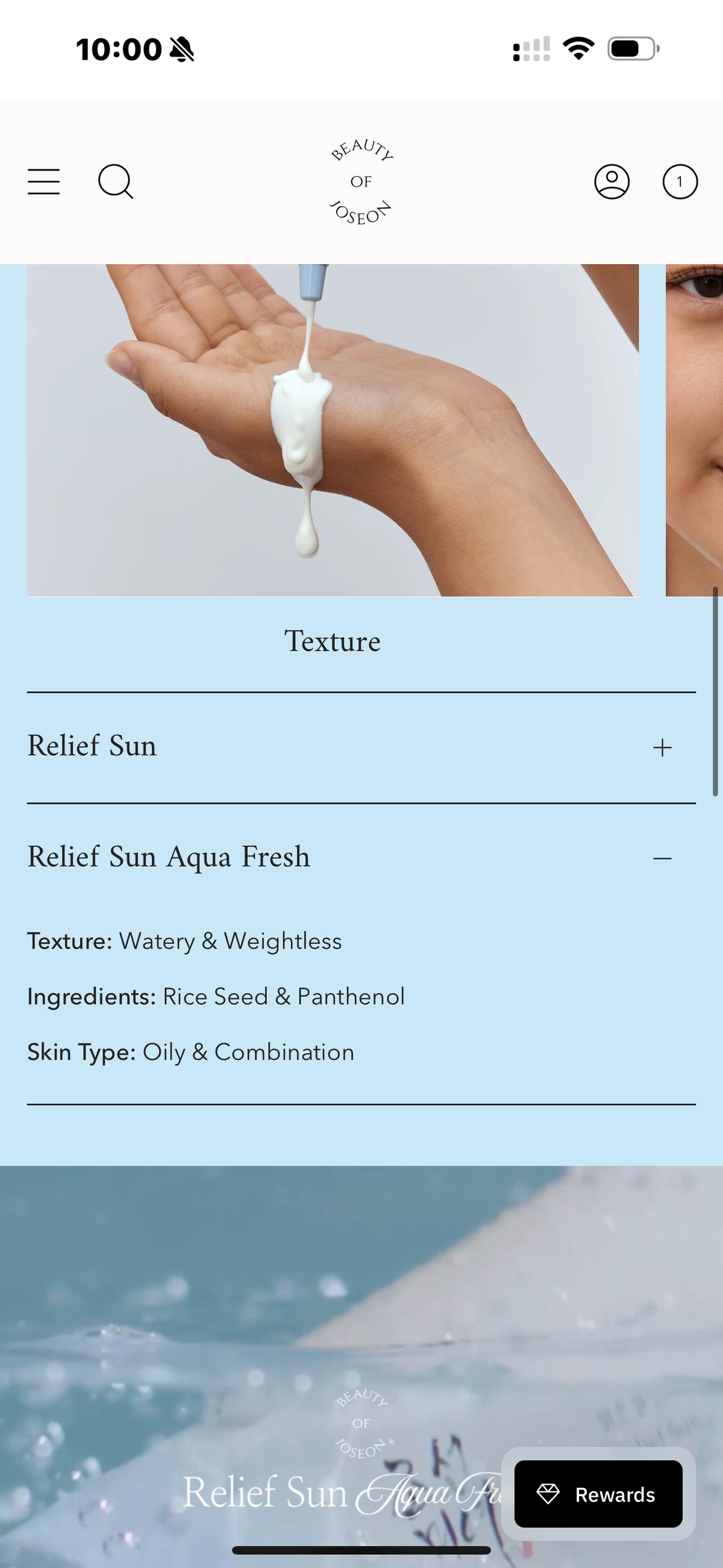 BEAUTY BY JOSEON RELIEF SUNSCREEN AQUA FRESH (50ML)