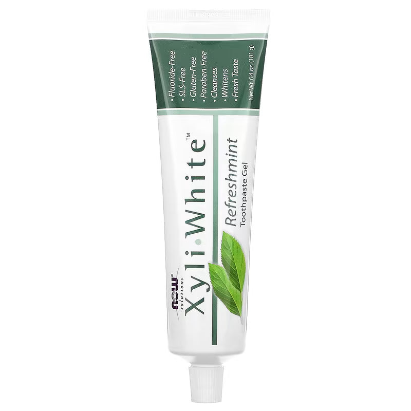 NOW FOODS SOLUTIONS XYLIWHITE™ TOOTHPASTE GEL REFRESHMINT 6.4 OZ (181 G)