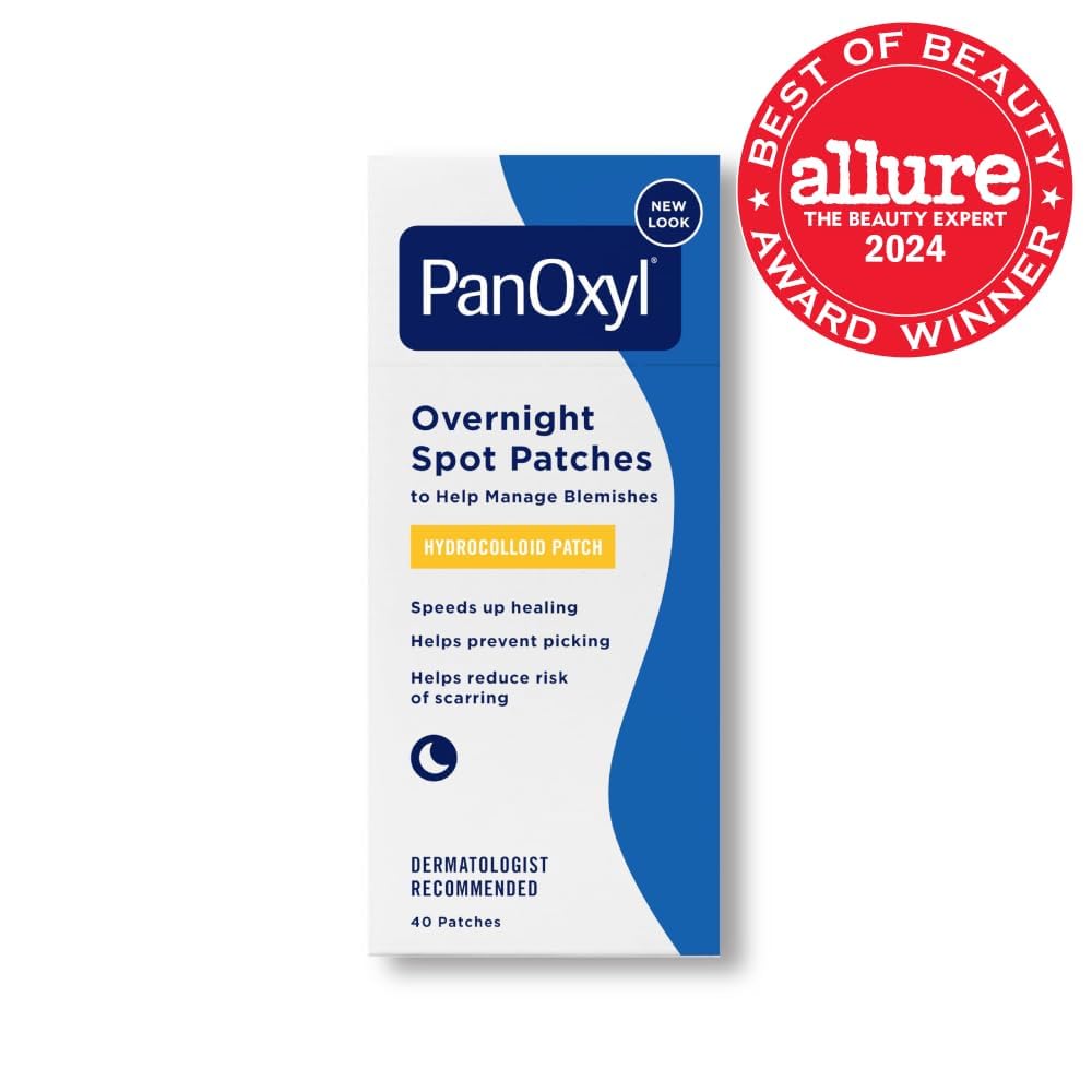 PanOxyl PM Overnight Spot Patches, Advanced Hydrocolloid Healing Technology, Fragrance Free, 40 Count Pack of 1