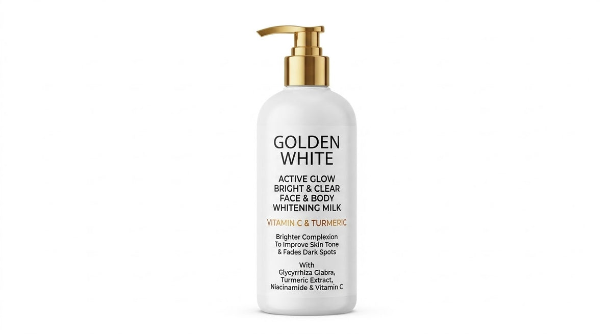 GOLDEN WHITE ACTIVE GLOW BRIGHT & CLEAR FACE & BODY WHITENING MILK WITH VITAMIN C & TURMERIC