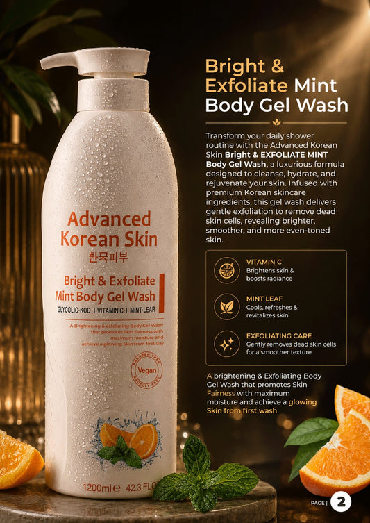 Advanced Korean Skin Bright & Exfoliate Mint Body Gel Wash
